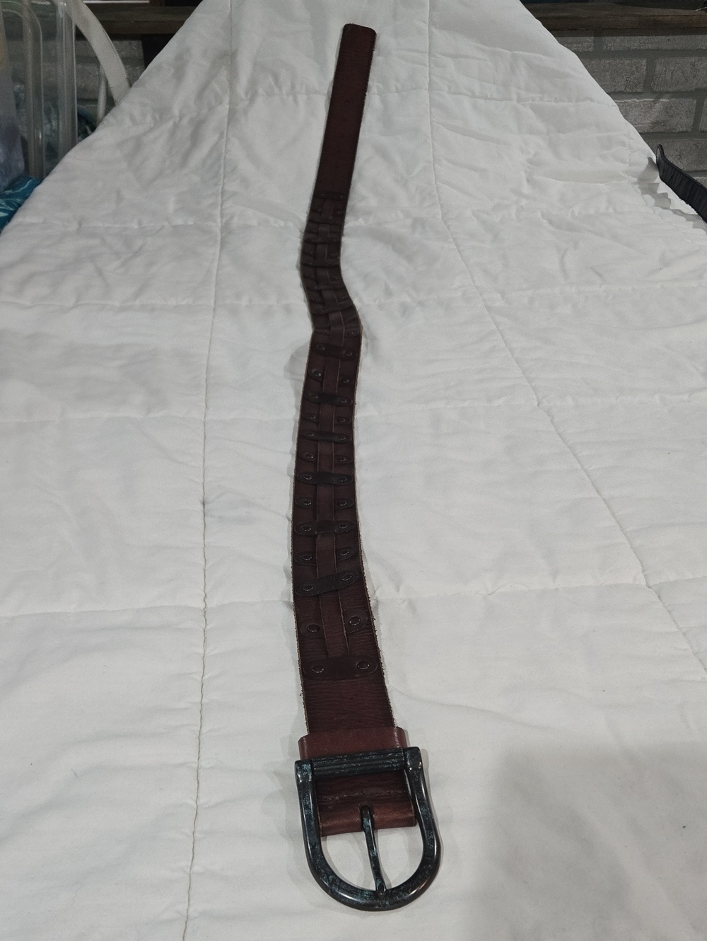 Fossil Dark Brown Leather Belt with Metal Buckle 45 Inch Full Length